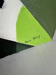 Pierre Khoury Original Abstract Oil Painting Mid Century Modern MCM Green Large