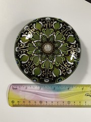 Earthy Greens Mandala – Hand Painted Handmade Stone – ASO YouTube – By JaDeL