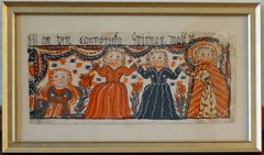 Early 19th-Century Swedish Figural Bonad Folk Art Painting Rare Hand Painted