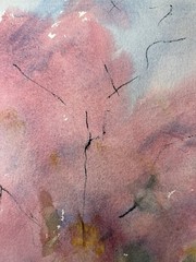 Spring in Village–Charlotte Hoffman–Medium Size Watercolor–Mid 20th NY Artist