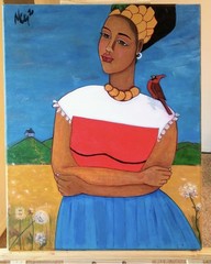 ORIGINAL 20×16 African American abstract portrait Painting Canvas Art, 2020