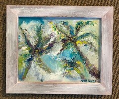 Palm Trees, Original Oil Painting, Beach Home Decor, Coastal Art