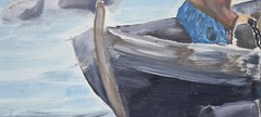 No: 1237 Oil Painting Artwork with Frame Maritime Landscape Sea People Boat