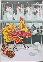 2007 Signed Artist Karen Hunziker Ltd Ed Art Print Hens Chickens Roosters NEW