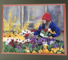 Jill Atkins Art Painting Oregon The Gardener Gardening Flowers Garden Landscape