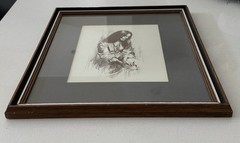 Vintage LEO JANSEN Lady Drawing Art Work Picture Framed Signed 15.5”
