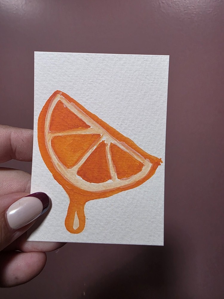 ACEO ORIGINAL Art Card Orange Fruit Art Series #2/3 Watercolor Food Painting