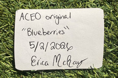 ACEO Original Art-Miniature Blueberries Acrylic Painting-Painted by Erica McRay