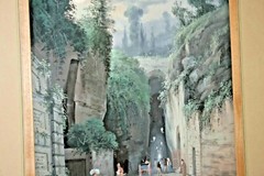 Original Gioacchino La Pira Gouache Watercolor Painting Grotta di Pozzouli 1870