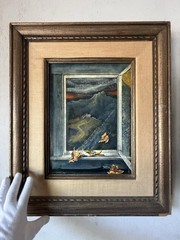 FLORIAN DURZYNSKI VINTAGE MODERN ABSTRACT LANDSCAPE OIL PAINTING SURREALISM 1967