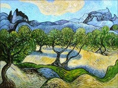 Van Gogh Olive Trees alpilles background Repro Hand Painted Oil Painting 36x48in