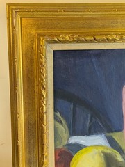 Modern Impressionist Still Life painting abstract risd Purple vintage gold frame
