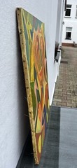 Oil Painting Abstract Figure Composition Modern Danish Midcentury 65x47cm