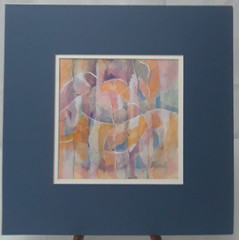Gouache Multi Media Signed By Don Trout Artist 14 x 14 Matted „Music Tones“