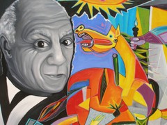 78″-REMEMBER PICASSO – GUERNICA ORIGINAL cubist painting oil on canvas by ANNA