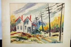 Vtg 1954 Original Large Watercolor Painting Carolyn Burns Artist Texas Missouri