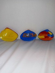 Hand painted sea shells, one of a kind works of art.