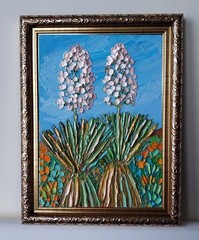 Framed Yuccas New Mexico Desert Southwest Landscape 6×8” Oil Painting Original