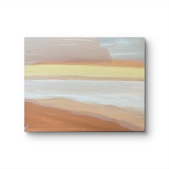 Abstract Sunset Painting Neutral Horizon Wall Art Minimalist Landscape Calm