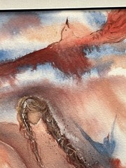 Original Water Color Framed Soaring Angel Eagle Signed Rustic Southwestern 15×18