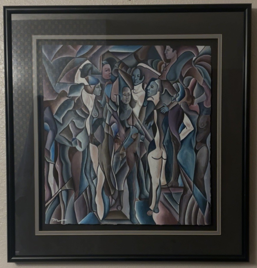 Vintage Oil Painting Original Marian Gaucher Canadian Artist Neo-Cubist Signed