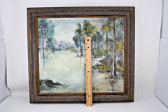 Louisiana Artist Mary Bertrand Original Oil Painting Swamp Bayou Cypress Haunt