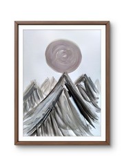 Original Neutral Tones 9×12 Acrylic Sunset Mountains Signed Paper Wall Art
