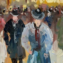 Large 36×48 European Street Scene Oil Painting Paris Impressionist Canvas