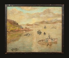1943 WWII British Royal Navy At Hvalfjörður Iceland by Stanley Grimm (1891-1966)