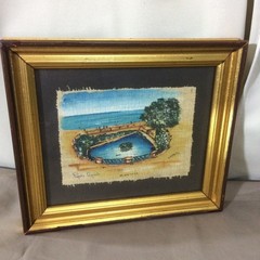 Original Hand Painted Papyrus Art Framed Syracuse Sicily Fonte Aretusa Signed