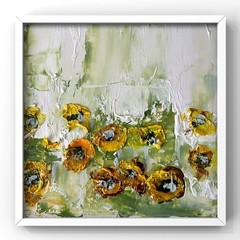 South Dakota Sunflower Fields Abstract Oil Painting Rustic Living Room Art Decor