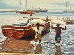 Alfred Bowman 1892-1963 Tampa Florida “Unloading Cargo” Original Oil Painting