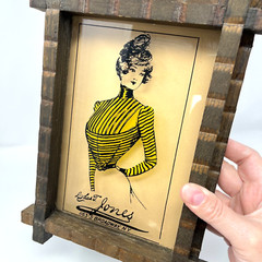 Vintage Painted Lady Glass Art Wood Frame J. Howard Designs w/ Chas T Jones