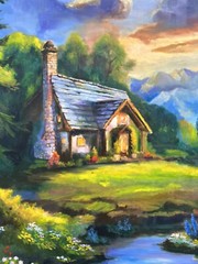 Original Painting Oil, Colorful Landscape , 22×32 inches, Home Gift, Wall Decor