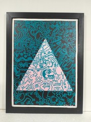 Keith Haring Acrylic Painting on Canvas 1983 Framed Original Pop Art