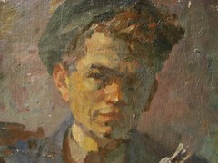 Ukrainian Soviet USSR Oil Painting impressionism male self-portrait young artist