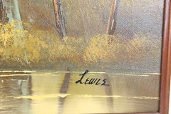 Vintage Landscape Oil Painting Signed Lewis 30″W x 24’H