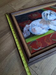Shi Tzu Dog Art Original Oil Canvas Painting By Karen Paul Stanol