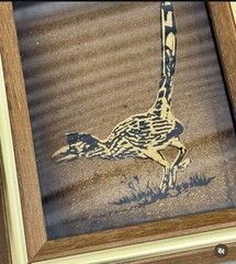 Texas Artist Jack White Signed Echruseos Gold Leaf 1970s Vintage Roadrunner Art