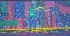 „Chicago Skyline“ 12″x24″ Acrylic Paint on Canvas