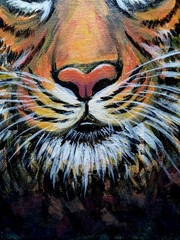 Susan Tolle-Knight Tiger Head 11×14 Original Expressionist Painting