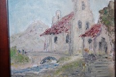 FRAMED ORIGINAL OIL COLONIAL CHURCH SCENE THE SPANISH AMERICAS #1 HECTO VIDAL