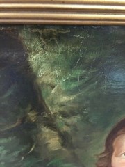 Antique Large 19th C Portrait Painting of a Young Girl, c 1830-Price Drop!