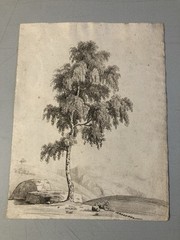 Large Drawing Xixth 1850 Pencil Landscape Shaft Antique to Identify Sheet Study
