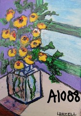 A284 ORIGINAL ACRYLIC ART ACEO PAINTING BY LJH „FLOWER GIRL“