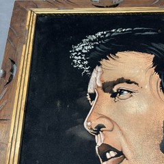 VINTAGE 1970S VELVET ELVIS PAINTING MEXICO WOOD FRAME 24”X20”