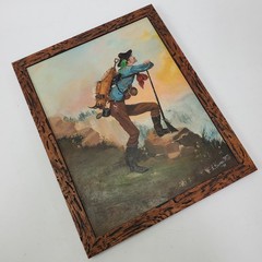 VTG Rustic Framed Oil Painting Miner 49er Doctor by Larry Krames Bohemian Club