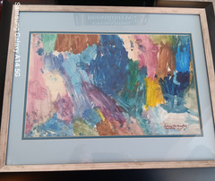 MCS Charter Hill Framed Abstract Watercolor Wall Art Black Silver Decor 20×16