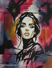 Urban Moon Muse Original Acrylic Painting 11×14 Signed Canvas Art