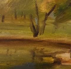 Autumn Park Oil Painting, Vintage Landscape with Trees and Path, Warm Fall Color